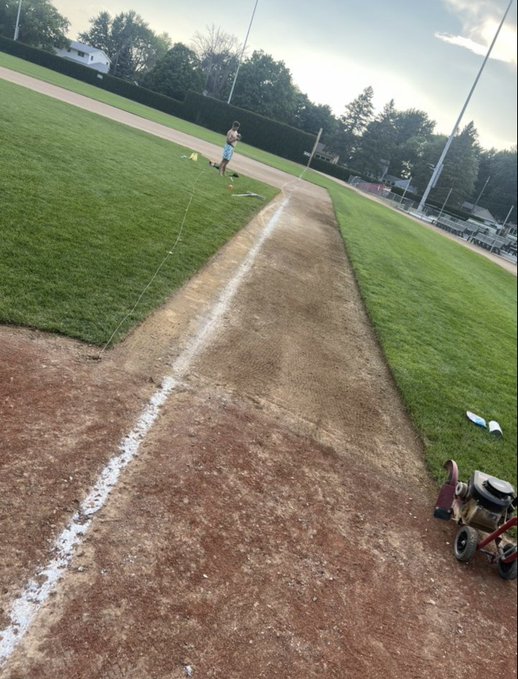 edging the infield at Tiger Park (Jared Miller in background)